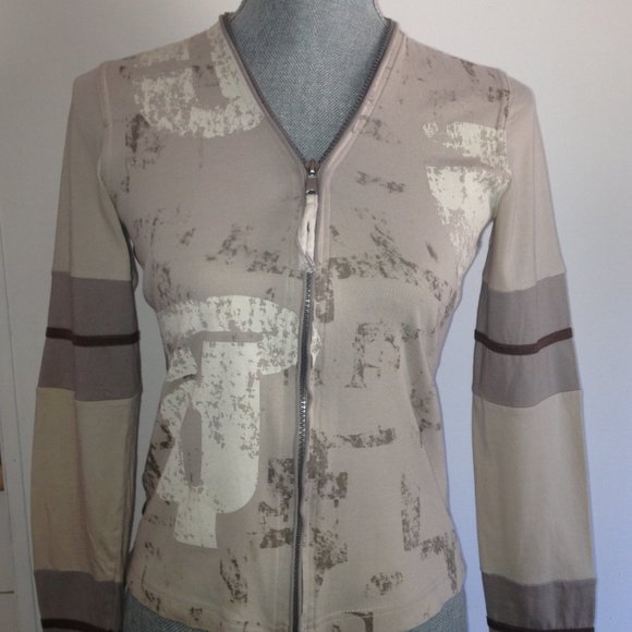 SANDWICH Women's Brown Stripe Zippered Jacket Top Size Small - Picture 3 of 8